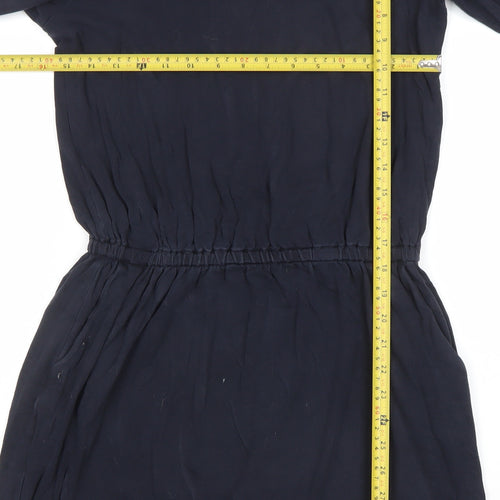 The White Company Womens Blue Cotton Knee Length 3/4 Sleeve A-Line Dress Size M