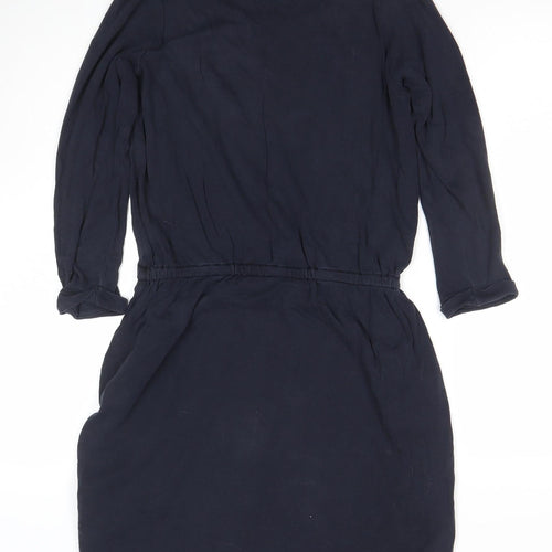 The White Company Womens Blue Cotton Knee Length 3/4 Sleeve A-Line Dress Size M