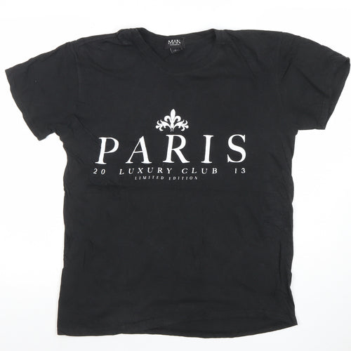 boohooMAN Men's Black Paris Luxury Club Graphic T-Shirt Size M
