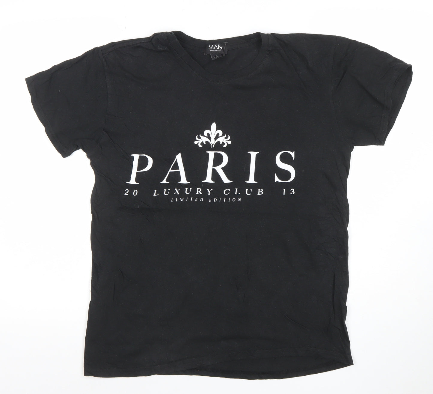 boohooMAN Men's Black Paris Luxury Club Graphic T-Shirt Size M