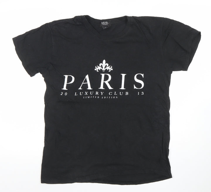 boohooMAN Men's Black Paris Luxury Club Graphic T-Shirt Size M