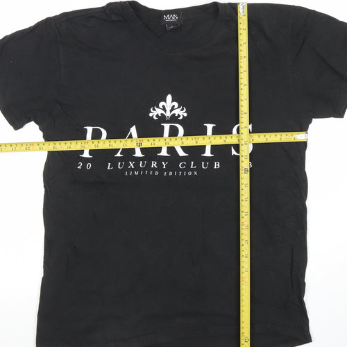 boohooMAN Men's Black Paris Luxury Club Graphic T-Shirt Size M