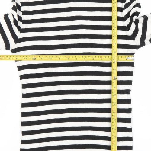 MOUSSY Women’s Black White Striped Long Sleeve Slim Fit Top S