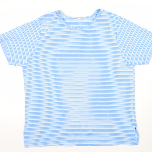 Berkertex Women Blue Striped Short Sleeve Jersey T-Shirt Size 16