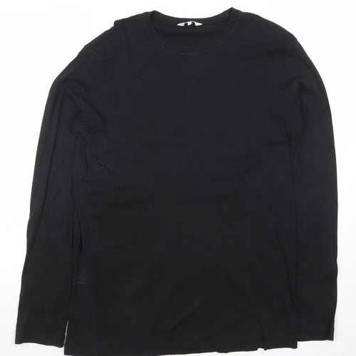 Cotton Traders Men's Black Long Sleeve Crew Neck Cotton T-Shirt Size L