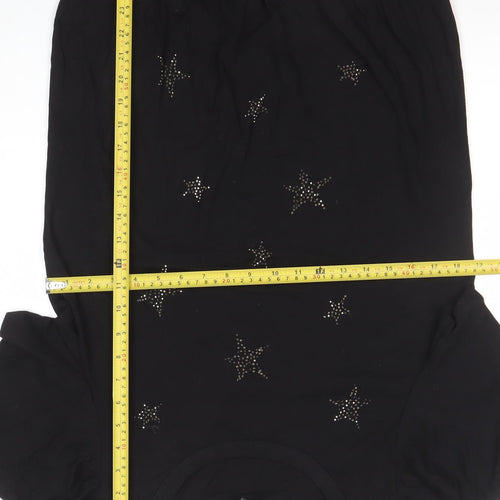 NEXT Womens Black Star Embellished Short Sleeve T-Shirt Size 12