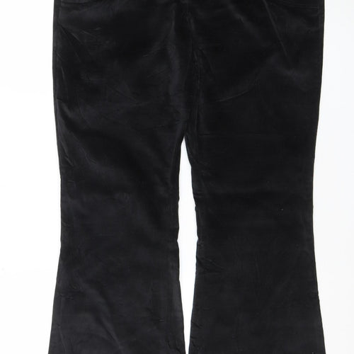 Bourne Women's Black Cotton Blend Flared Trousers Size 14