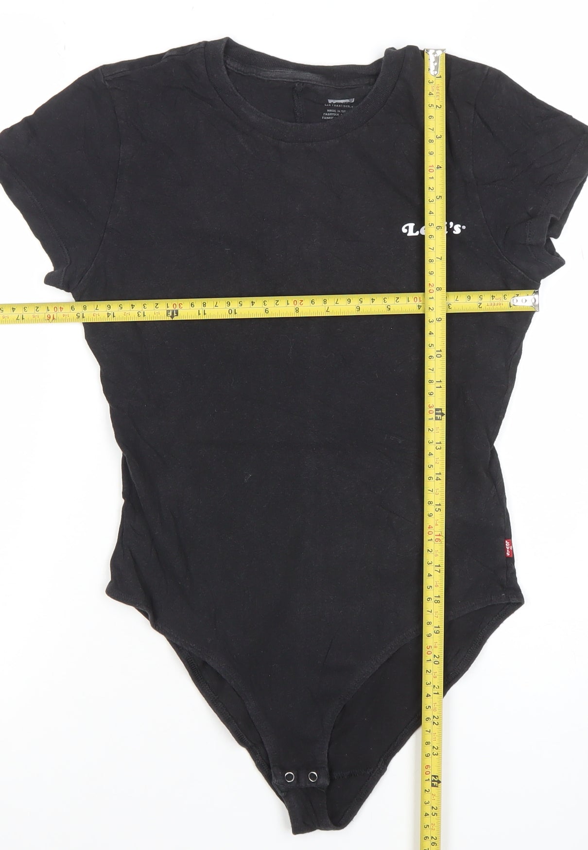 Levi's Women's Black Short Sleeve Bodysuit Size S Classic Cotton Logo Style