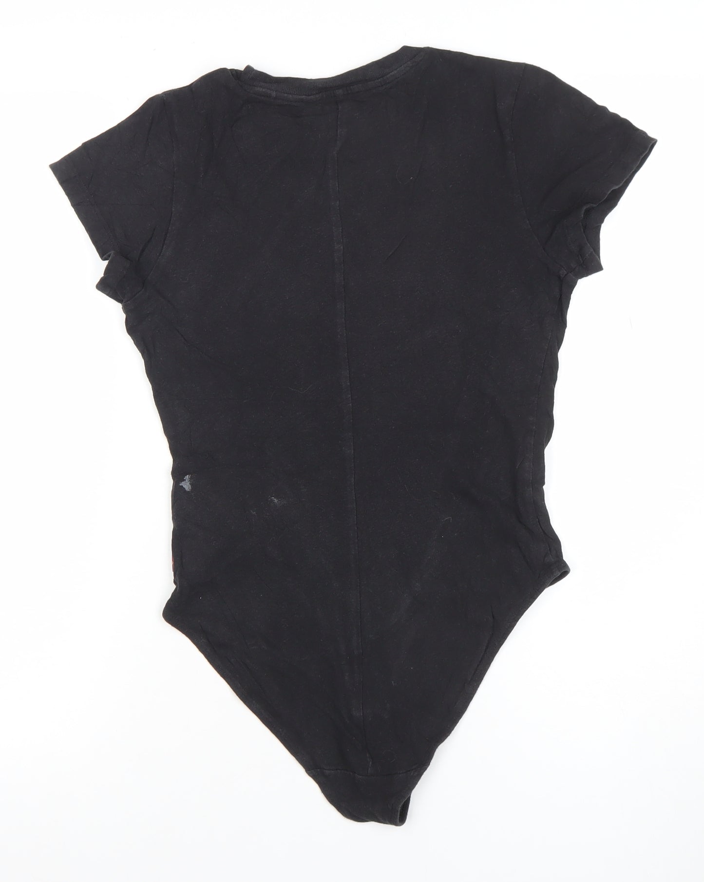 Levi's Women's Black Short Sleeve Bodysuit Size S Classic Cotton Logo Style