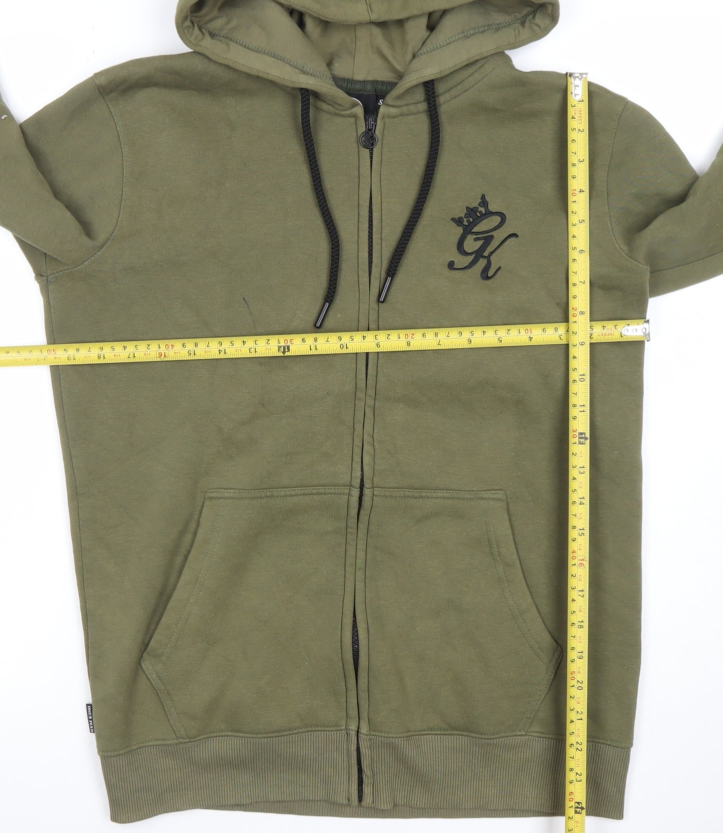 Gym King Men's Green Full Zip Hoodie Size S Logo Hooded Sweatshirt