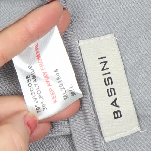 Bassini Women's Grey Beaded Knit 3/4 Sleeve Blouse M/L