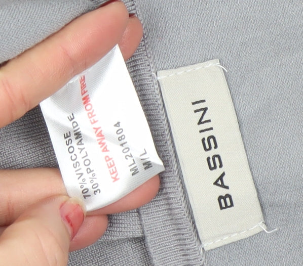 Bassini Women's Grey Beaded Knit 3/4 Sleeve Blouse M/L