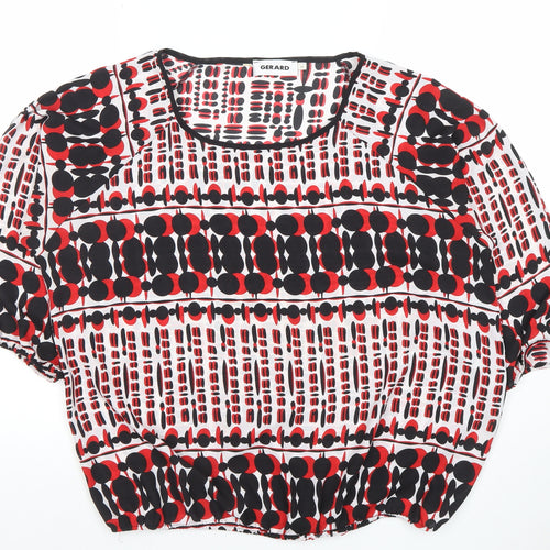 Gerard Womens Multicoloured Geometric Blouse Size 14 Short Sleeve