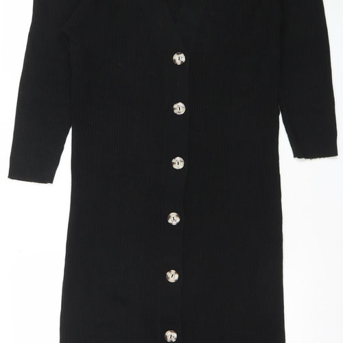 Boohoo Women’s Black Knit Button Shirt Dress Size S