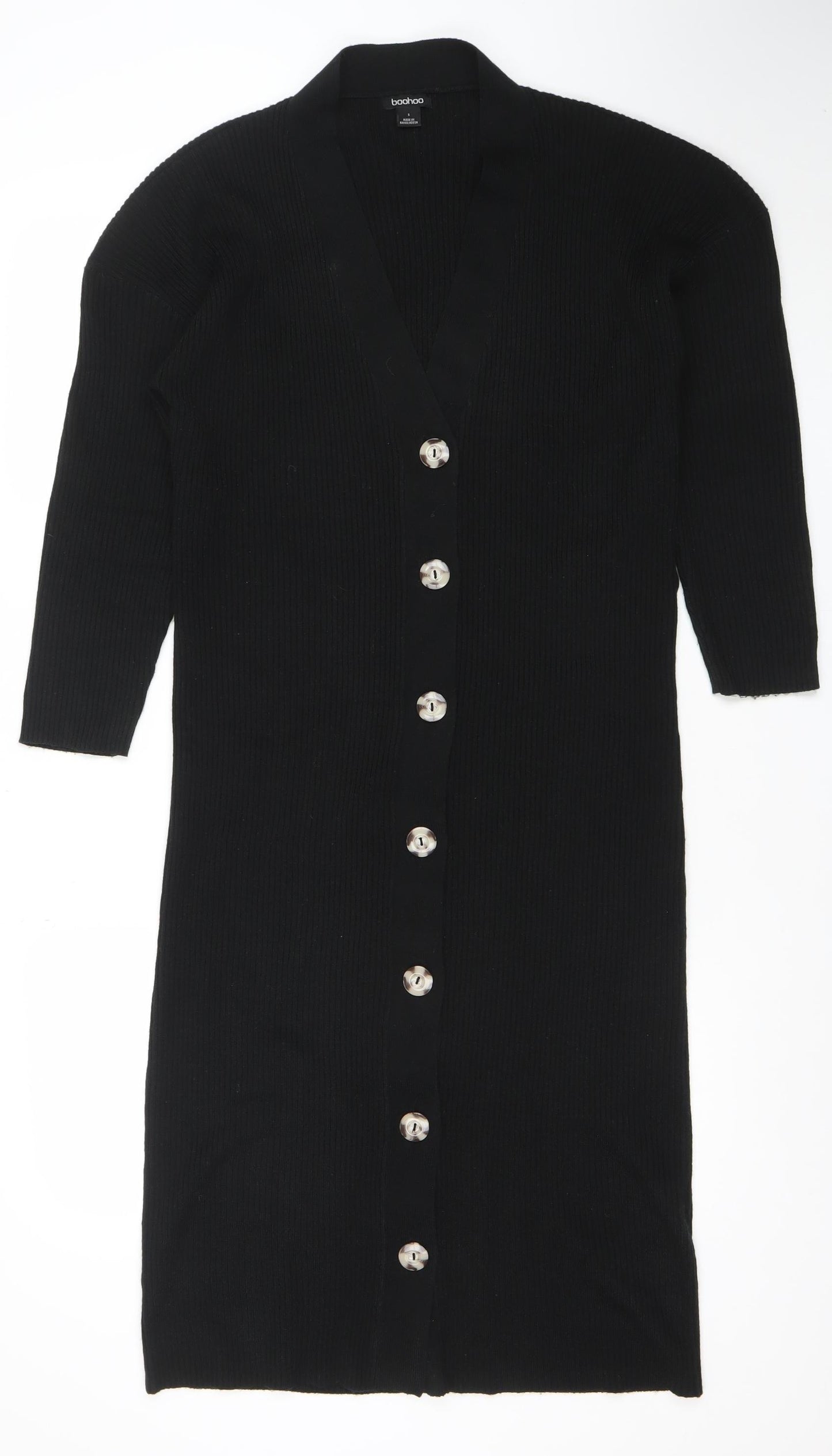Boohoo Women’s Black Knit Button Shirt Dress Size S