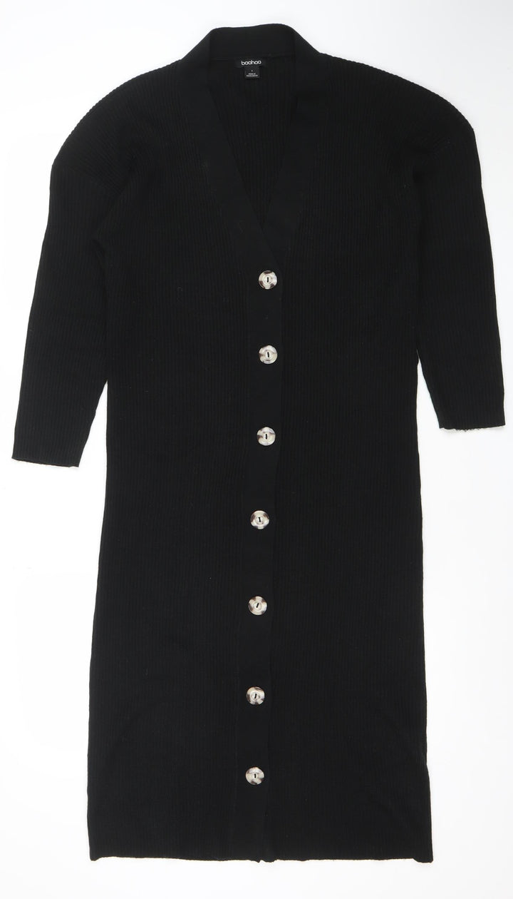 Boohoo Women’s Black Knit Button Shirt Dress Size S