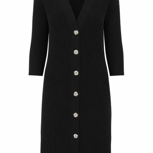 Boohoo Women’s Black Knit Button Shirt Dress Size S