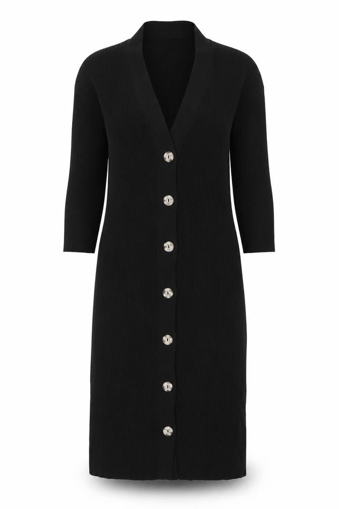 Boohoo Women’s Black Knit Button Shirt Dress Size S