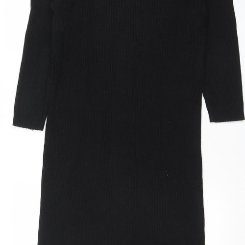 Boohoo Women’s Black Knit Button Shirt Dress Size S