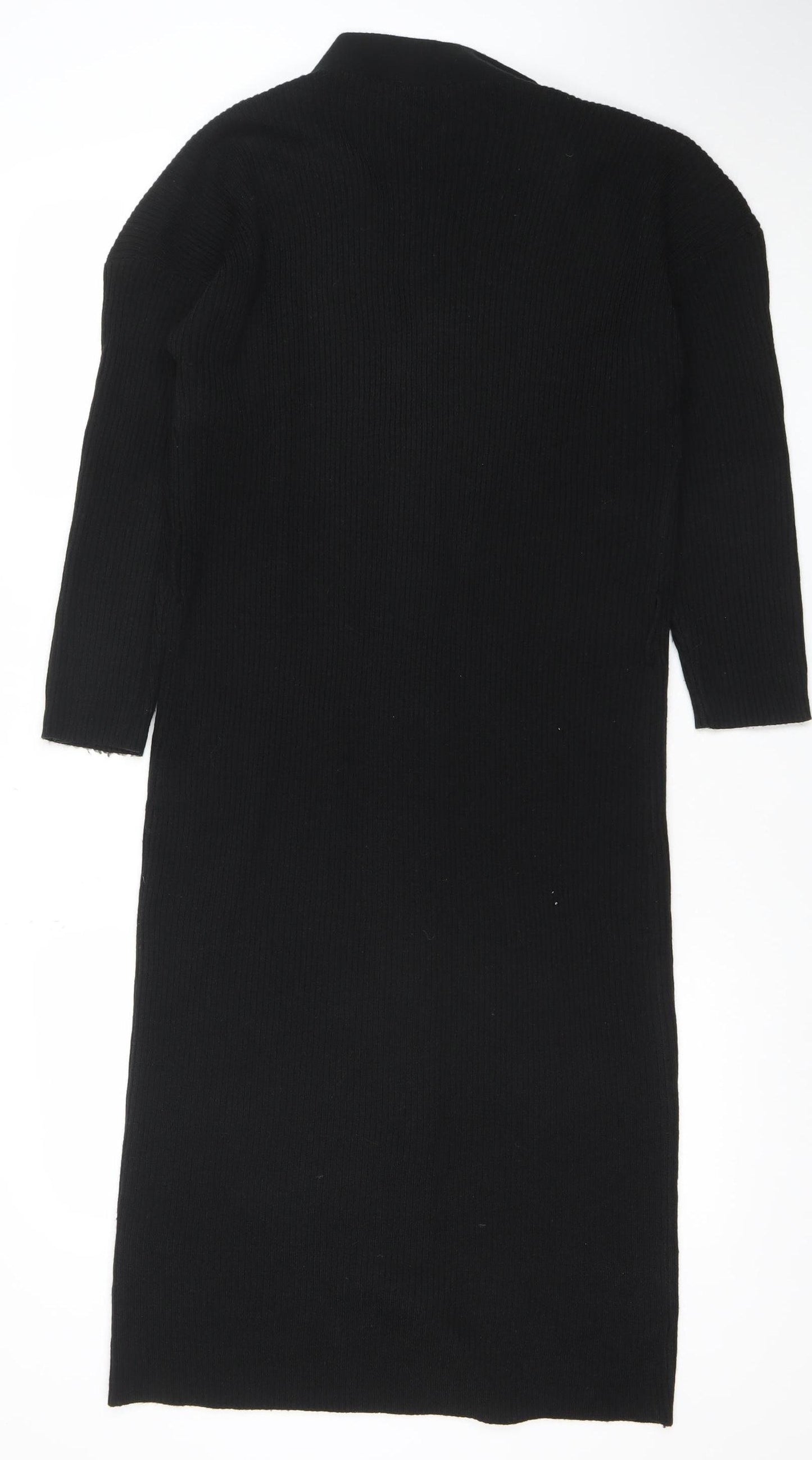 Boohoo Women’s Black Knit Button Shirt Dress Size S