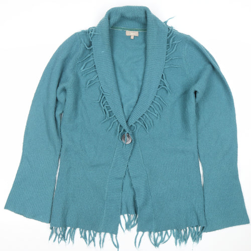 Soan Women's Blue Size 14 Fringe Knit Cardigan Jumper