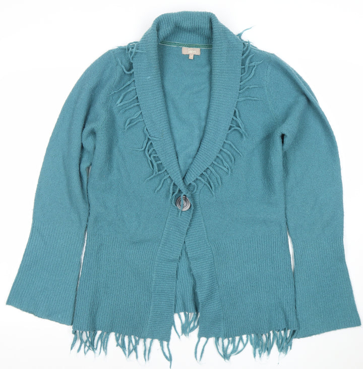 Soan Women's Blue Size 14 Fringe Knit Cardigan Jumper