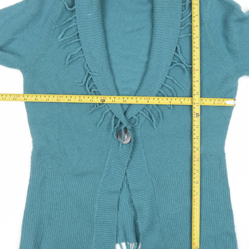 Soan Women's Blue Size 14 Fringe Knit Cardigan Jumper