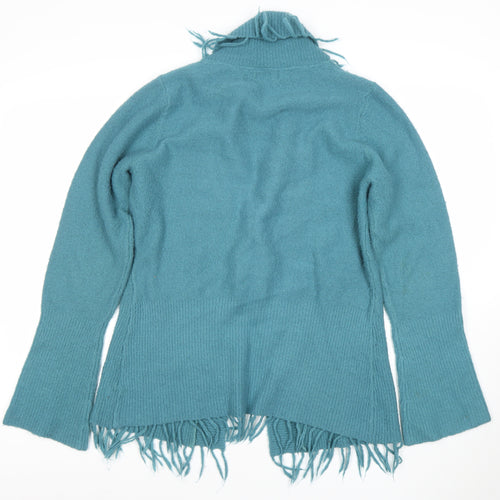 Soan Women's Blue Size 14 Fringe Knit Cardigan Jumper