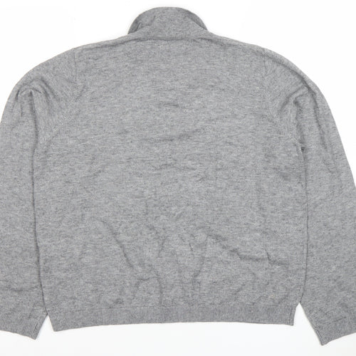 OBJECT Women's Grey Collared Pullover Jumper Size M Long Sleeve Cotton Blend