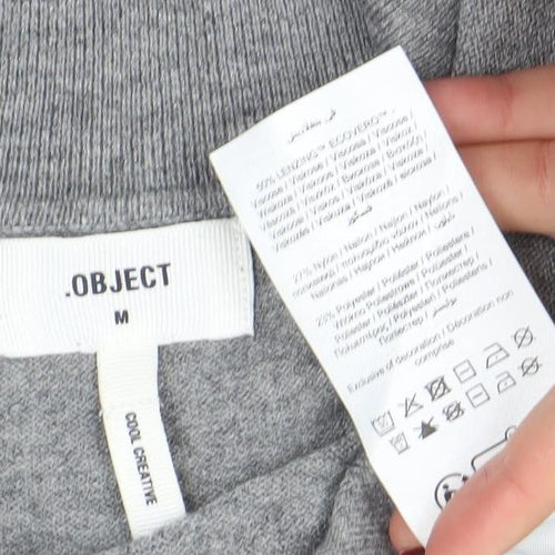 OBJECT Women's Grey Collared Pullover Jumper Size M Long Sleeve Cotton Blend