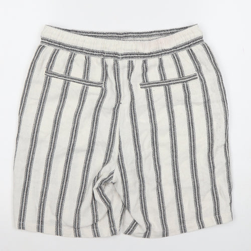 Denim Co. Men's White Striped Bermuda Relaxed Shorts Size S