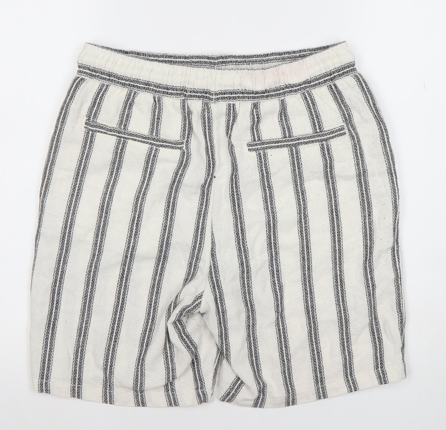 Denim Co. Men's White Striped Bermuda Relaxed Shorts Size S
