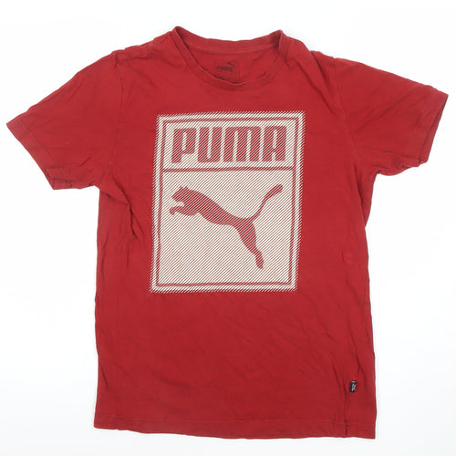 Puma Men's Red Graphic Logo Crew Neck Short Sleeve T-Shirt Size S
