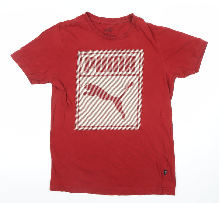 Puma Men's Red Graphic Logo Crew Neck Short Sleeve T-Shirt Size S