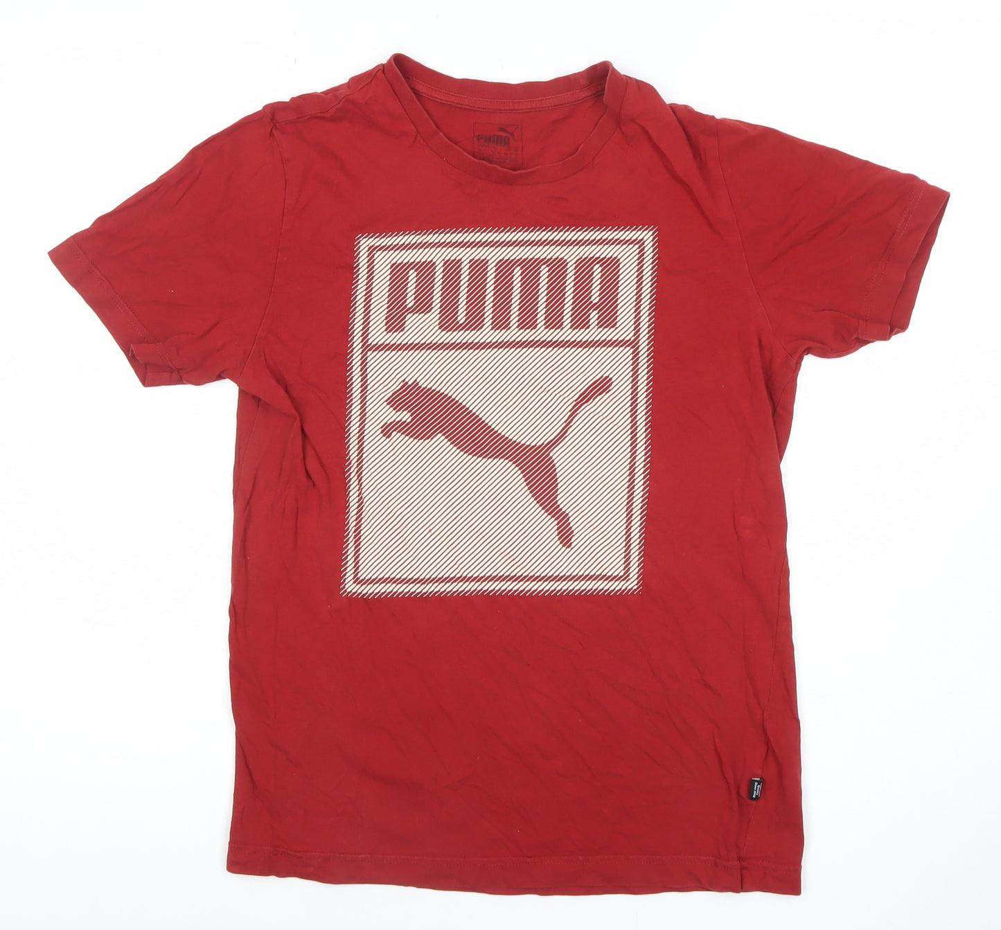 Puma Men's Red Graphic Logo Crew Neck Short Sleeve T-Shirt Size S