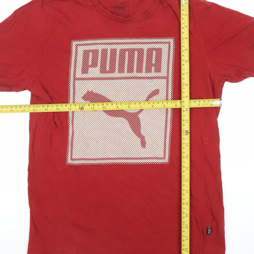 Puma Men's Red Graphic Logo Crew Neck Short Sleeve T-Shirt Size S