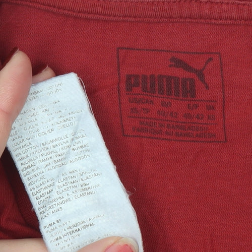 Puma Men's Red Graphic Logo Crew Neck Short Sleeve T-Shirt Size S
