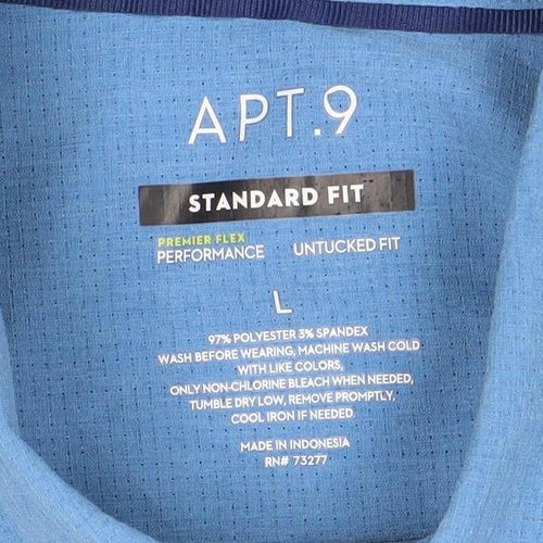 APT.9 Mens Blue Standard Fit Short Sleeve Polo Shirt Size L