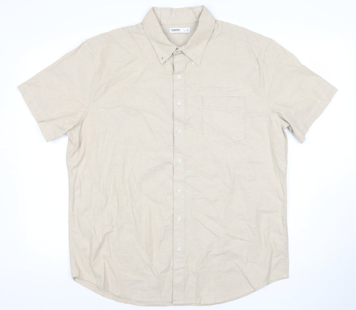 Sonoma Men’s Beige XL Button-Down Cotton Short Sleeve Shirt