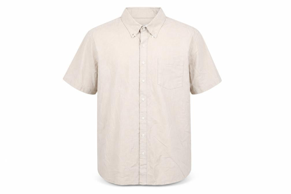 Front view of Sonoma Men’s Beige XL Button-Down Cotton Short Sleeve Shirt
