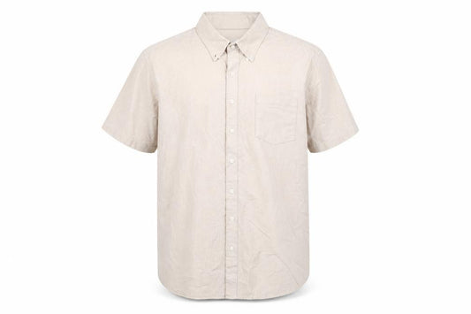 Front view of Sonoma Men’s Beige XL Button-Down Cotton Short Sleeve Shirt