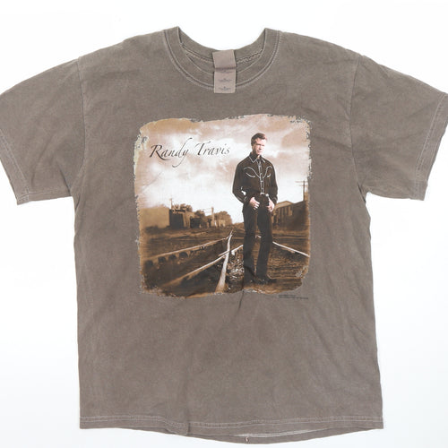 Gildan Men's Brown Randy Travis Graphic T-Shirt Size M Vintage Country Style