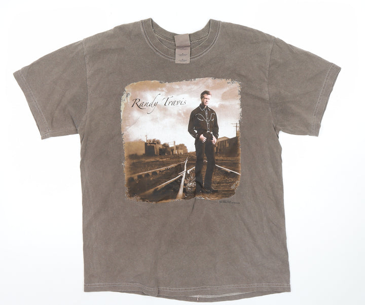 Gildan Men's Brown Randy Travis Graphic T-Shirt Size M Vintage Country Style