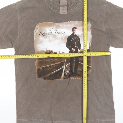 Gildan Men's Brown Randy Travis Graphic T-Shirt Size M Vintage Country Style