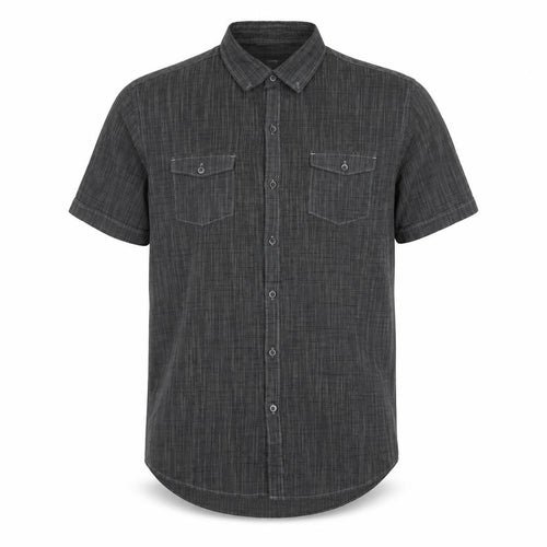 Van Heusen Men's Grey Short Sleeve Button-Up Cotton Shirt L 42in