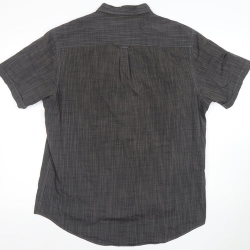 Van Heusen Men's Grey Short Sleeve Button-Up Cotton Shirt L 42in