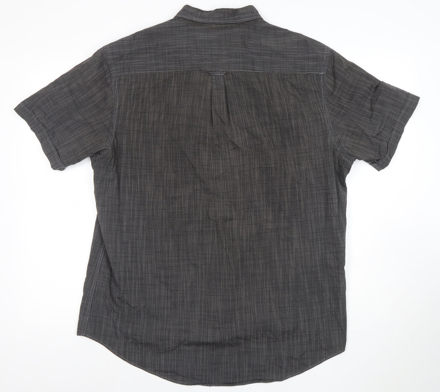 Van Heusen Men's Grey Short Sleeve Button-Up Cotton Shirt L 42in