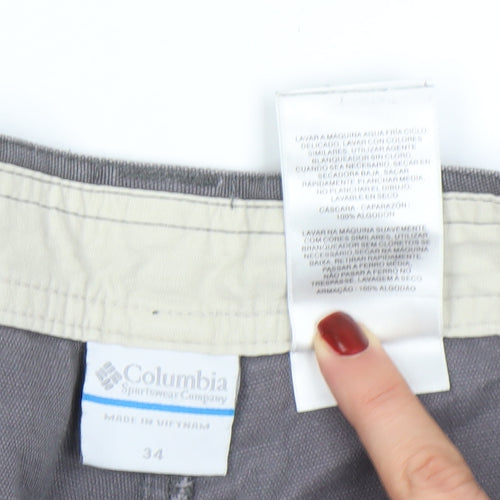 Columbia Men's Grey Cargo Shorts Size 34 Cotton Casual Outdoor