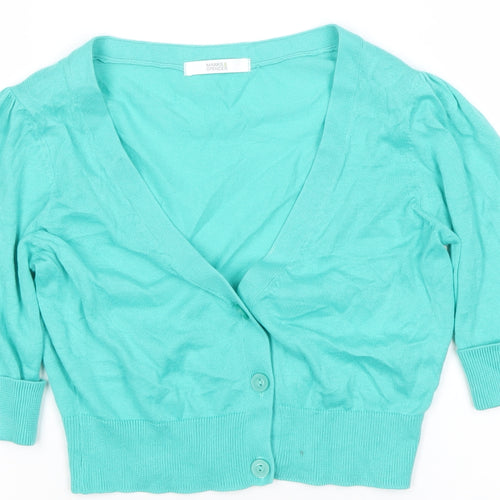 Marks and Spencer Women’s Green Cotton V-Neck Cardigan UK 8