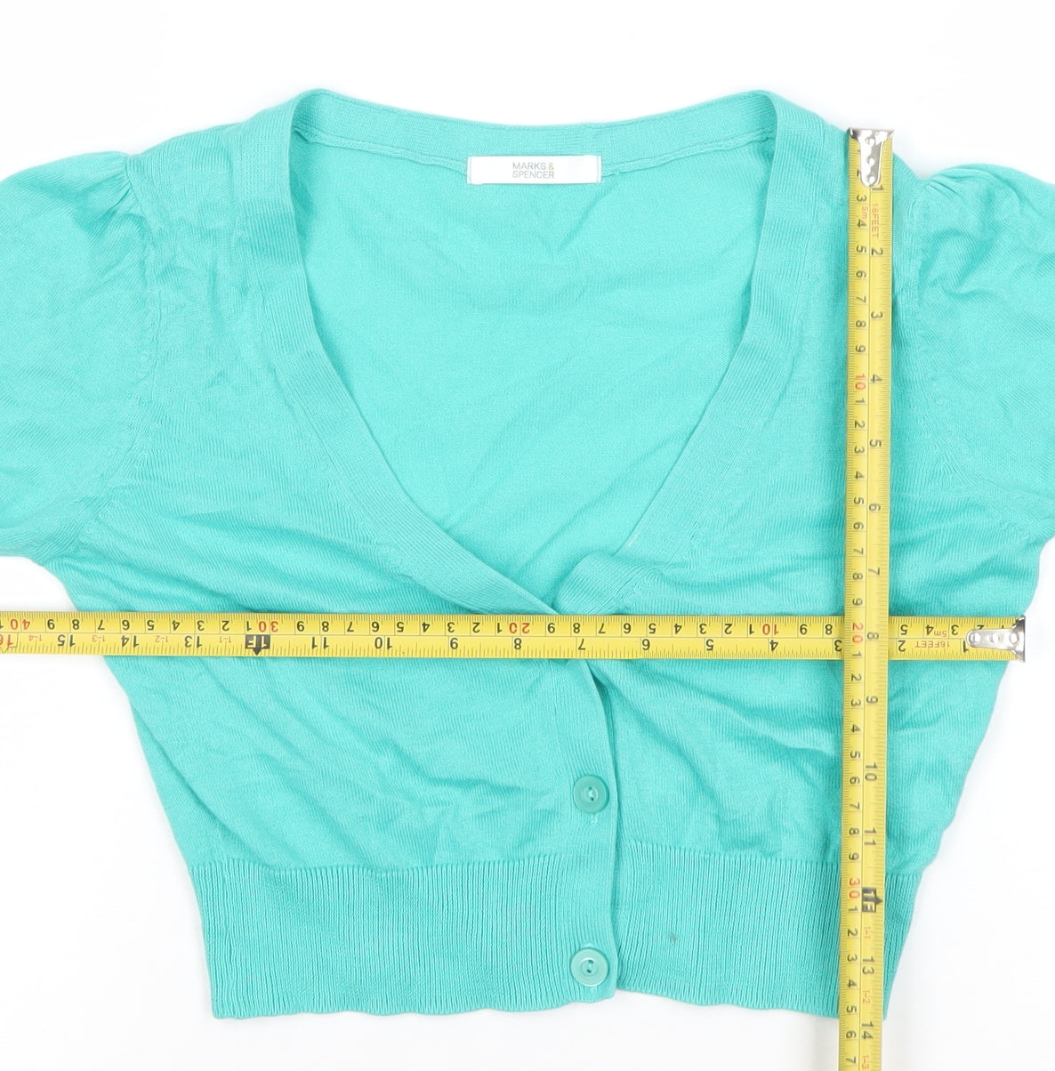 Marks and Spencer Women’s Green Cotton V-Neck Cardigan UK 8